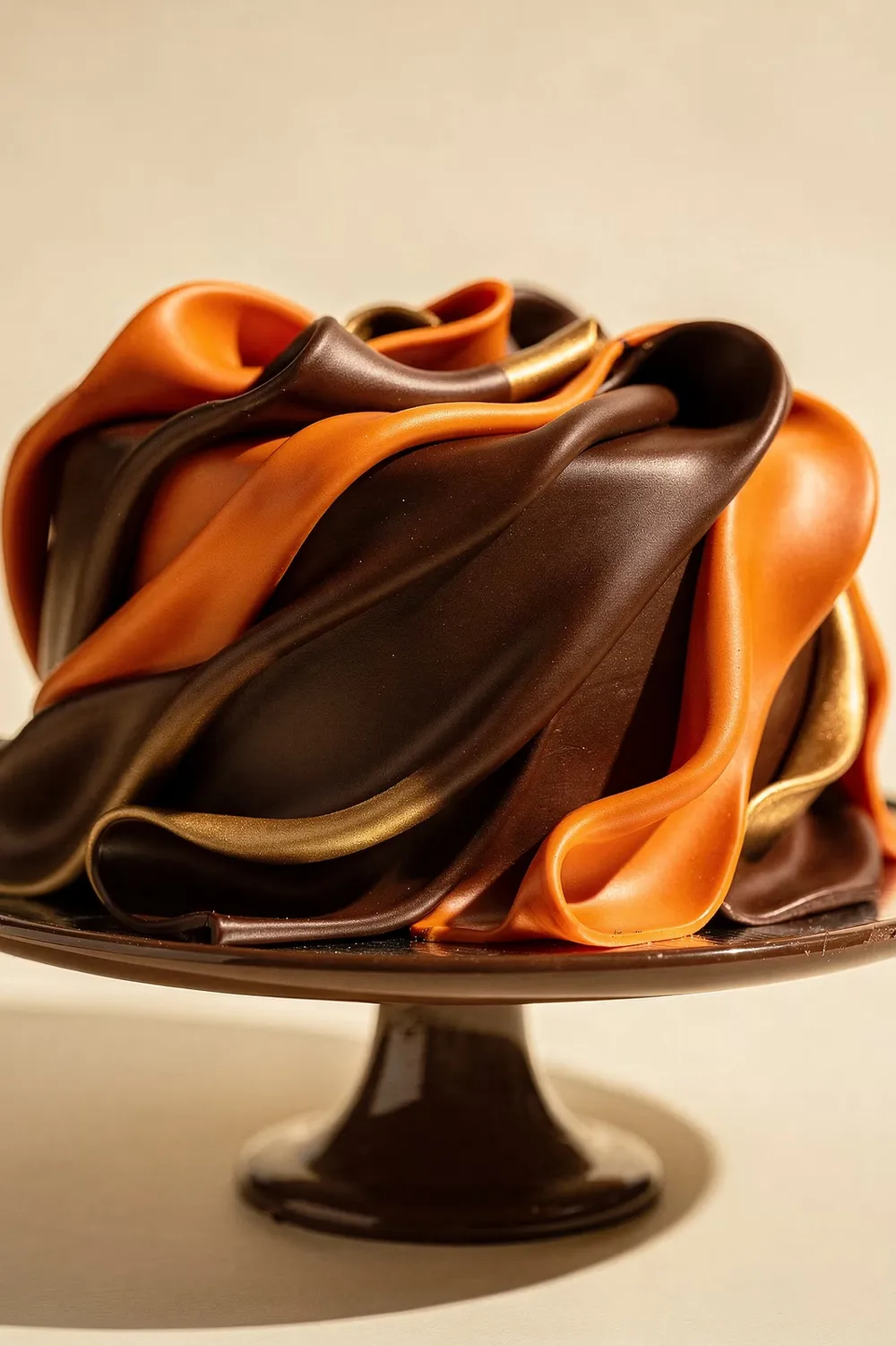 Pastel cubierto con seda de chocolate